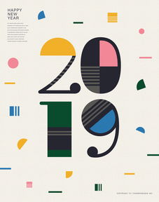 2019韩国猪年创意图形与数字海报模板合集 数字文化创意软件的设计宝藏